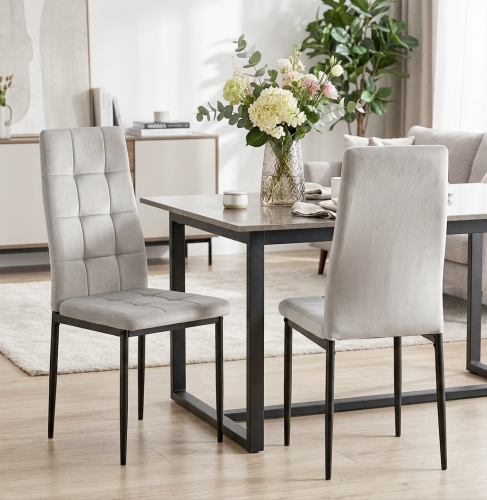 Krzesło tapicerowane do jadalni Lana szare welur