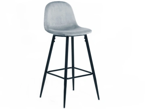 Hoker tapicerowany Nilson błękitny krzesło barowe, nogi czarne welur 75 cm