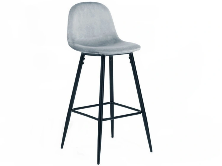 Hoker tapicerowany Nilson błękitny krzesło barowe welur 75 cm