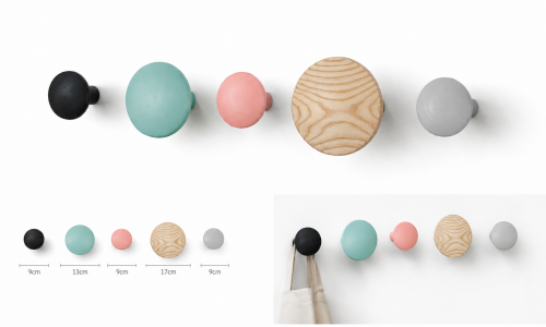 Wieszak ścienny Muuto Dots kolorowy guziki zestaw 5 sztuk