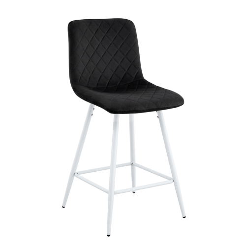 Hoker tapicerowany niski Adel czarny, nogi białe 62 cm
