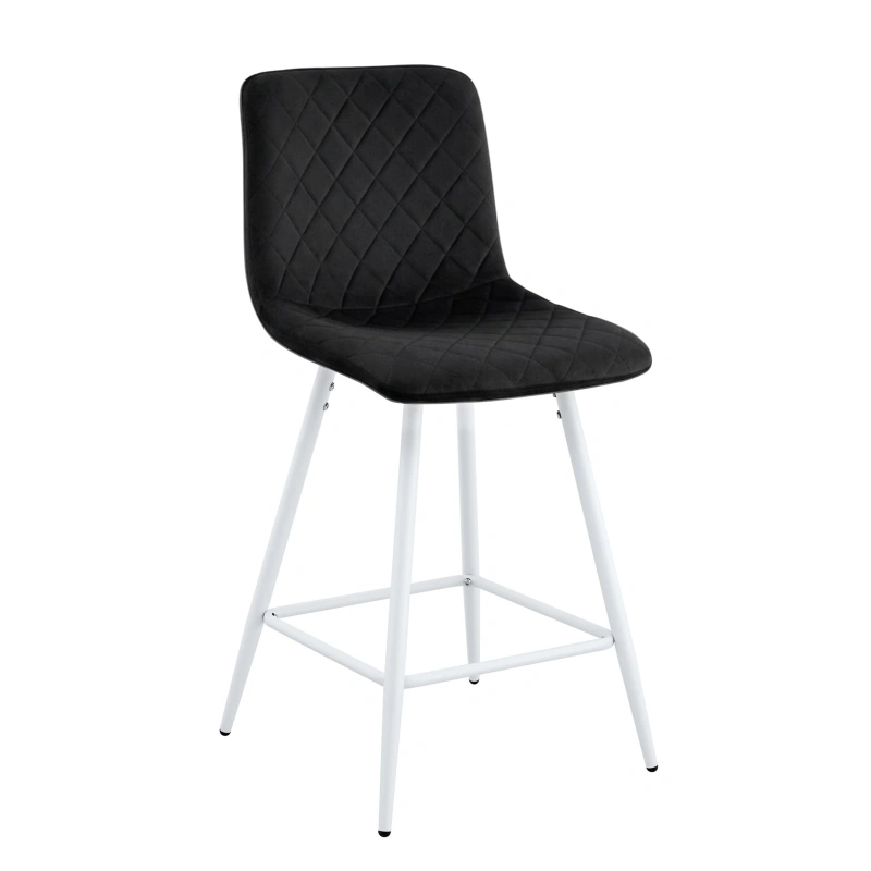 Hoker tapicerowany niski Adel czarny, nogi białe 62 cm