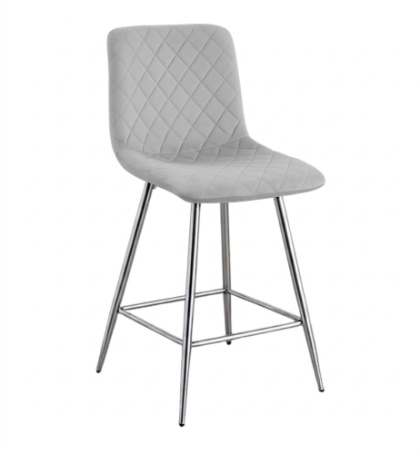 Hoker tapicerowany niski Adel szary, nogi chromowane 62 cm