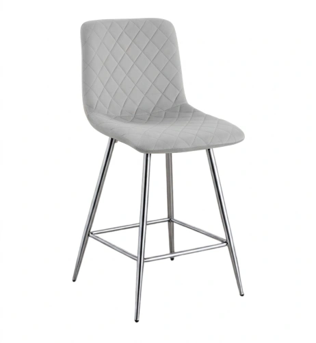 Hoker tapicerowany niski Adel szary, nogi chromowane 62 cm