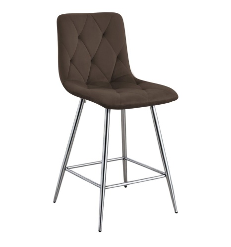Hoker tapicerowany niski Tom brązowy, nogi chromowane 62 cm