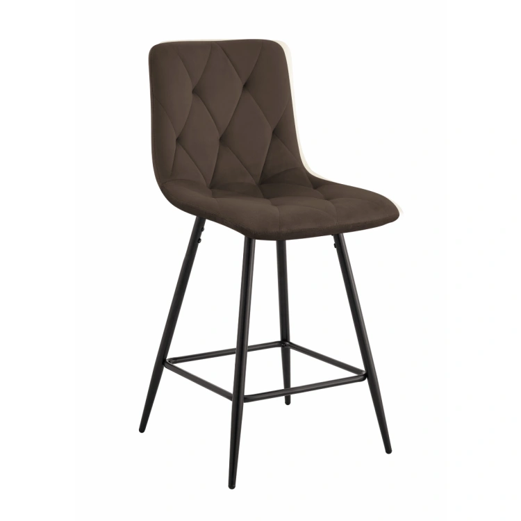 Hoker tapicerowany niski Tom brązowy, nogi czarne 62 cm