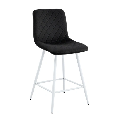 Hoker tapicerowany niski Adel czarny, nogi białe 62 cm  