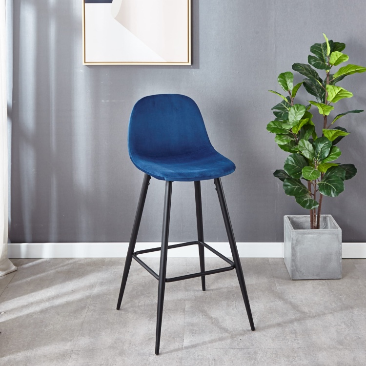 Hoker tapicerowany Nilson granatowy krzesło barowe 75 cm
