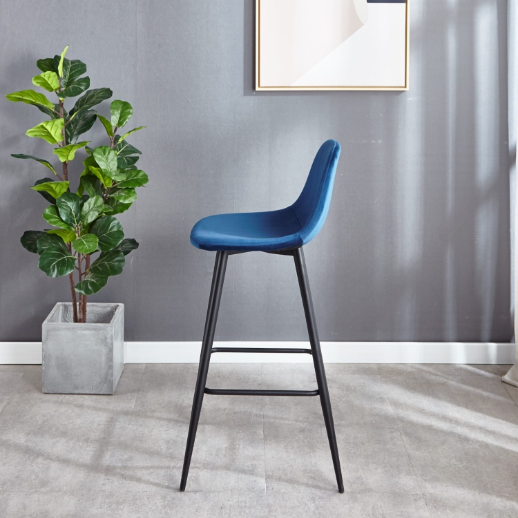 Hoker tapicerowany Nilson granatowy krzesło barowe 75 cm