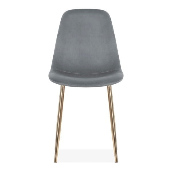 Krzesło tapicerowane do salonu Fox ciemno szare, nogi złote welur