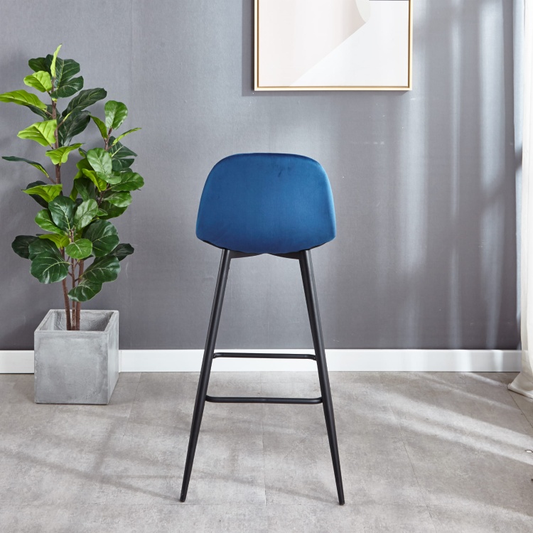 Hoker tapicerowany Nilson granatowy krzesło barowe 75 cm