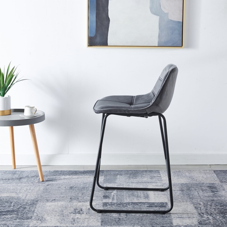 Hoker tapicerowany Neva ciemno szare krzesło barowe pikowany welur