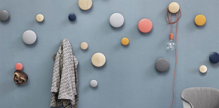 Wieszak ścienny Muuto Dots kolorowy guziki zestaw 5 sztuk
