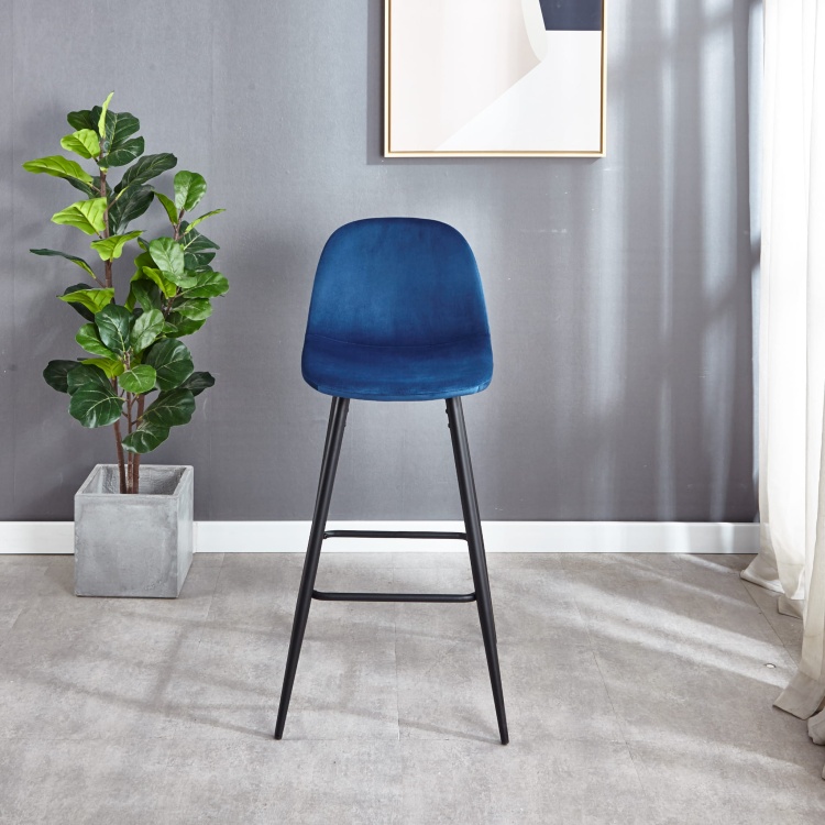 Hoker tapicerowany Nilson granatowy krzesło barowe 75 cm